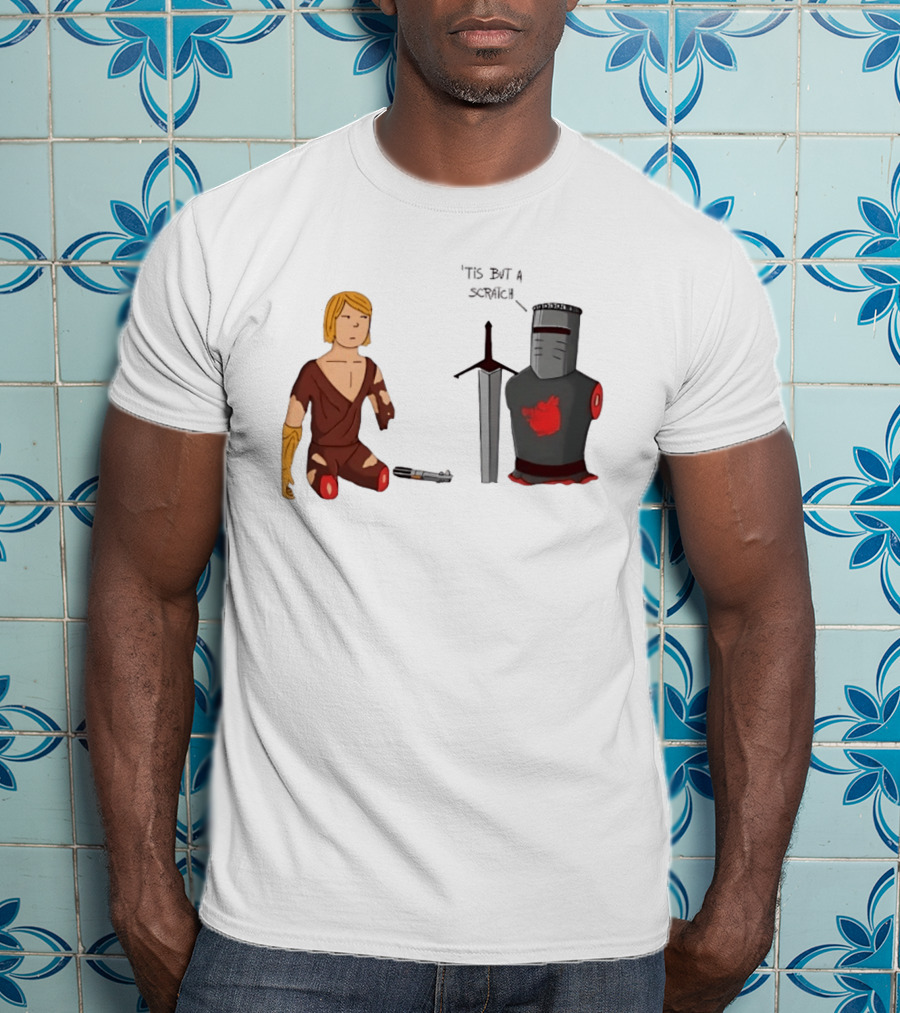 Anakin Skywalker And The Black Knight 'Tis But A Scratch Crossover Humor T-Shirt
