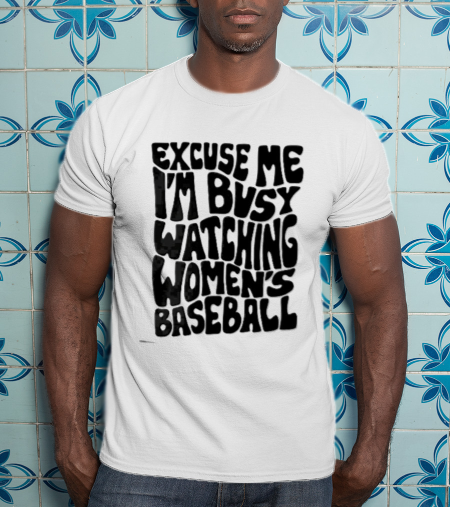 Excuse Me I'm Busy Ing Women's Baseball Doodlebymeg Groovy Wavy T-Shirt