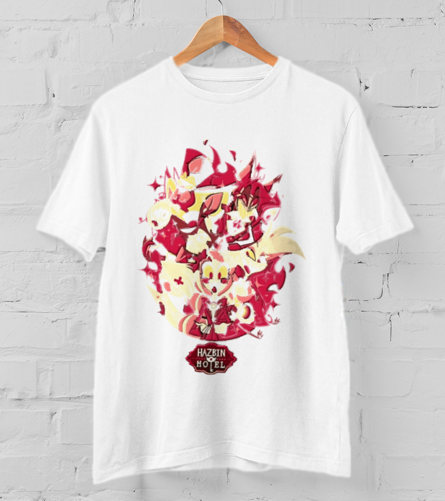 Hazbin Hotel Demon Characters Red Sparkles Group T-Shirt