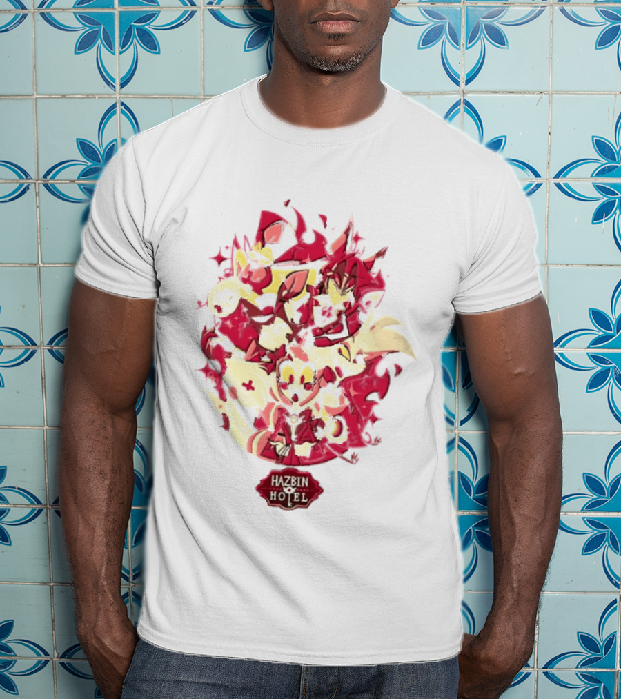 Hazbin Hotel Demon Characters Red Sparkles Group T-Shirt