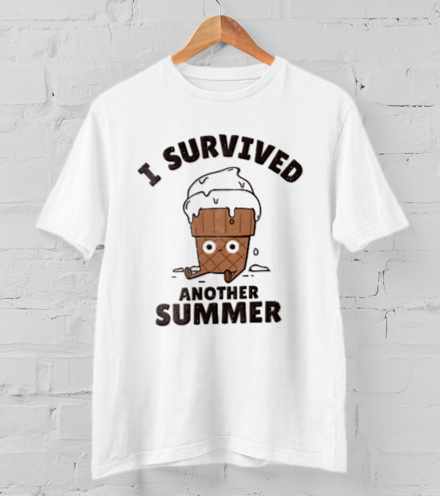 I Survived Another Summer Melting Ice Cream Cone Sitting T-Shirt