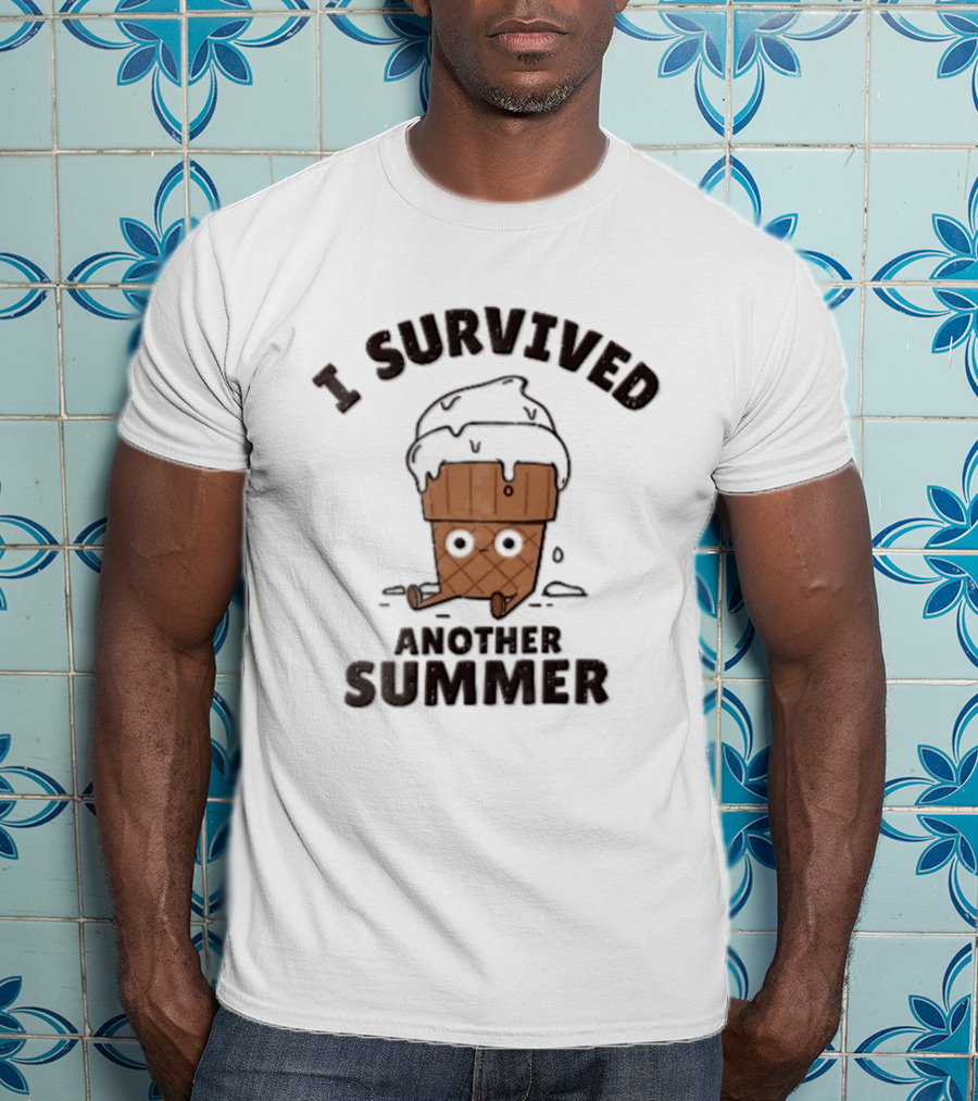 I Survived Another Summer Melting Ice Cream Cone Sitting T-Shirt