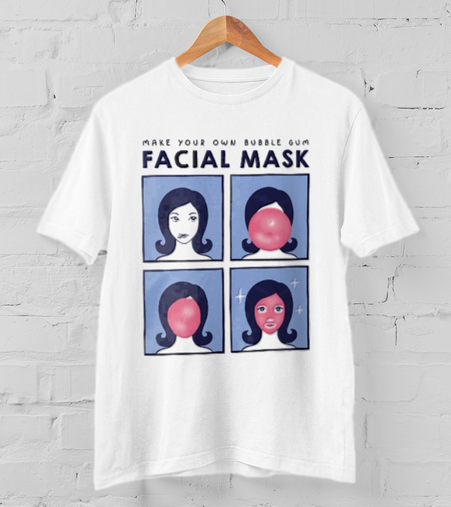 Make Your Own Bubble Gum Facial Mask Comic Woman Four Panel Pink Pop T-Shirt