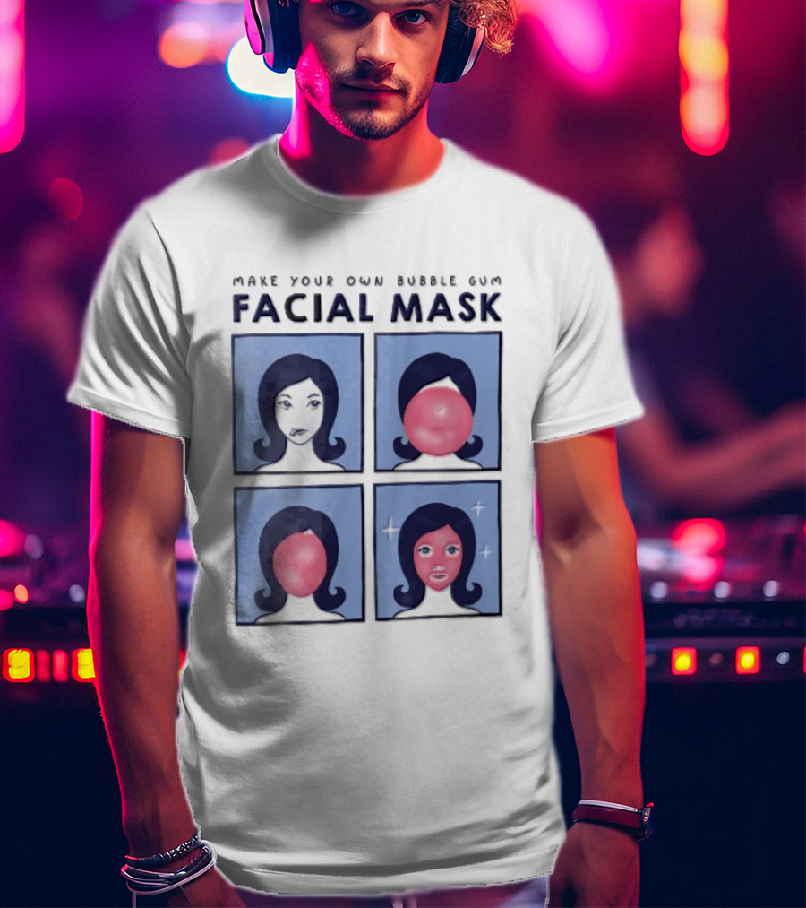 Make Your Own Bubble Gum Facial Mask Comic Woman Four Panel Pink Pop T-Shirt