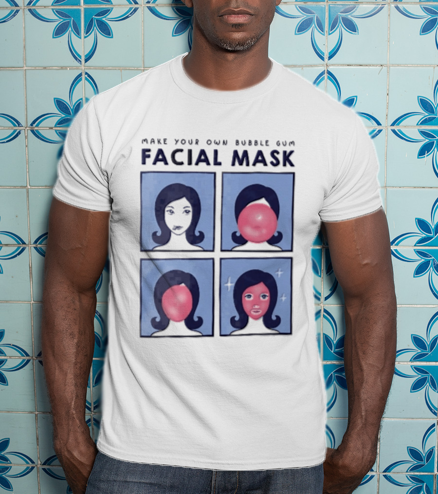 Make Your Own Bubble Gum Facial Mask Comic Woman Four Panel Pink Pop T-Shirt