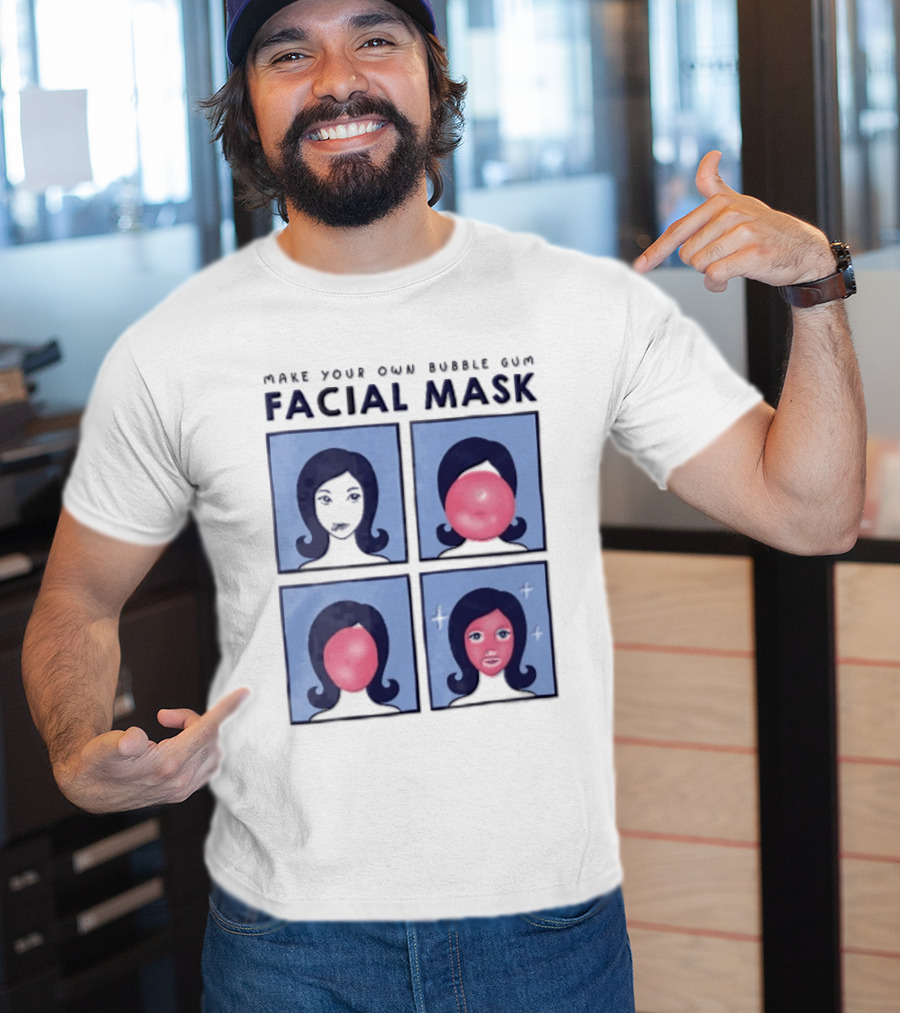 Make Your Own Bubble Gum Facial Mask Comic Woman Four Panel Pink Pop T-Shirt