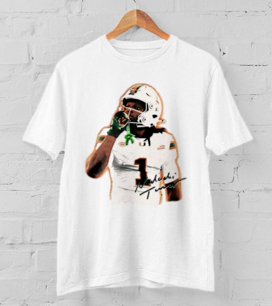 Miami Hurricanes Malachi Toney Player Photo Orange Glow NCAA Acc T-Shirt