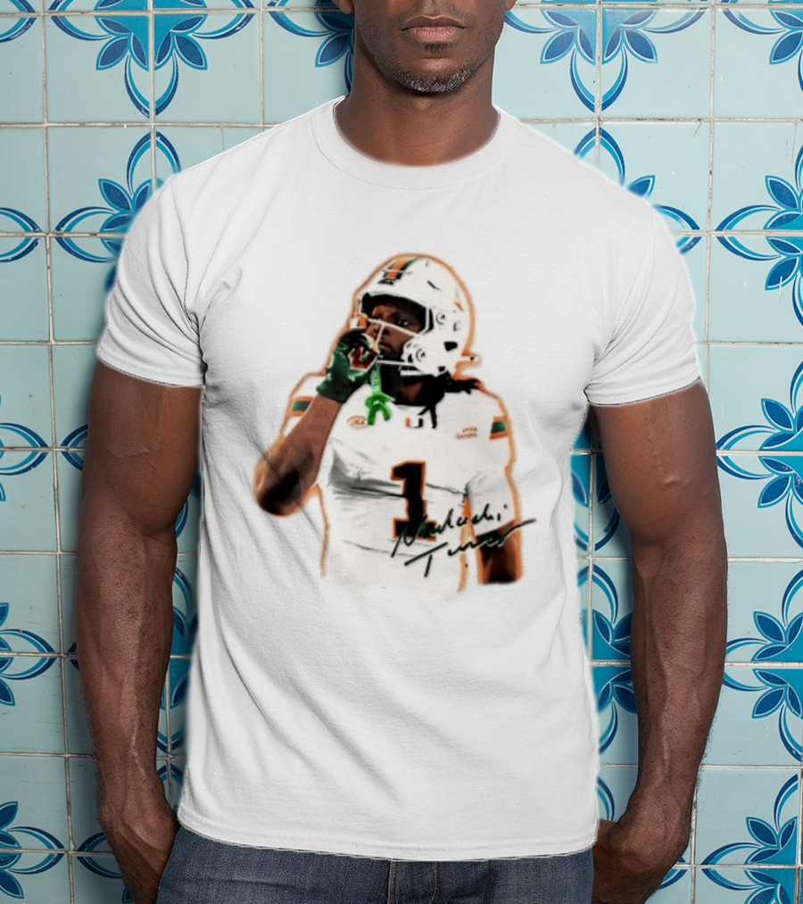 Miami Hurricanes Malachi Toney Player Photo Orange Glow NCAA Acc T-Shirt