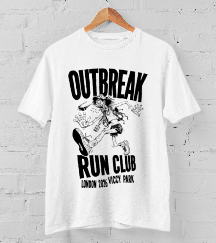 Outbreak Fest Run Club London 2026 Viccy Park Running Zombie T-Shirt