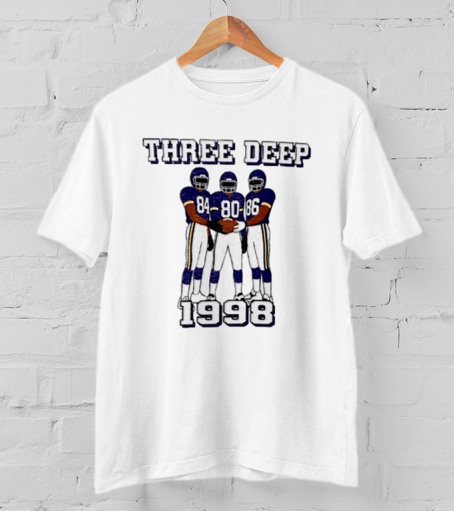 Three Deep 1998 Randy Moss Cris Carter Jake Reed Minnesota Vikings 84 80 86 T-Shirt
