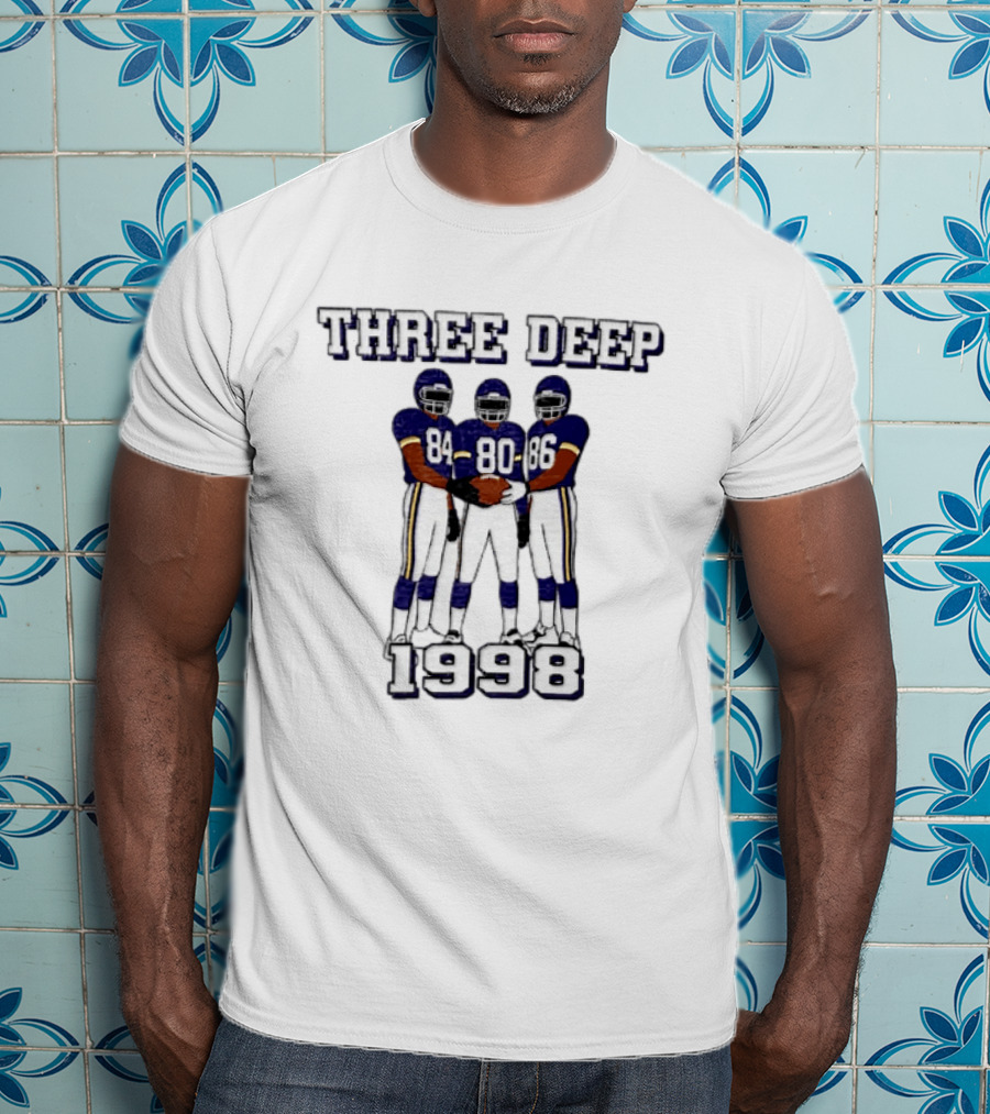 Three Deep 1998 Randy Moss Cris Carter Jake Reed Minnesota Vikings 84 80 86 T-Shirt