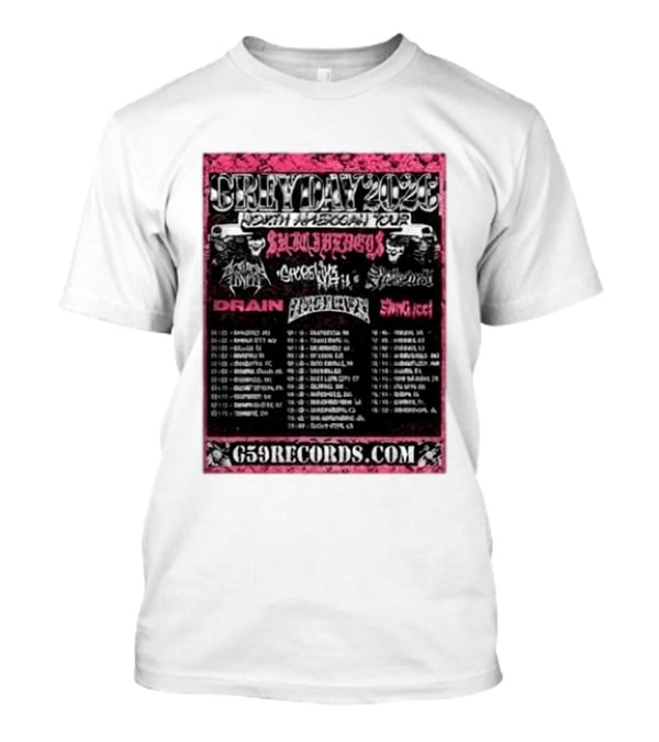 Greyday 2026 North American Tour Lineup Photo G59Records Suicideboys Drain Lineup Dates T-Shirt
