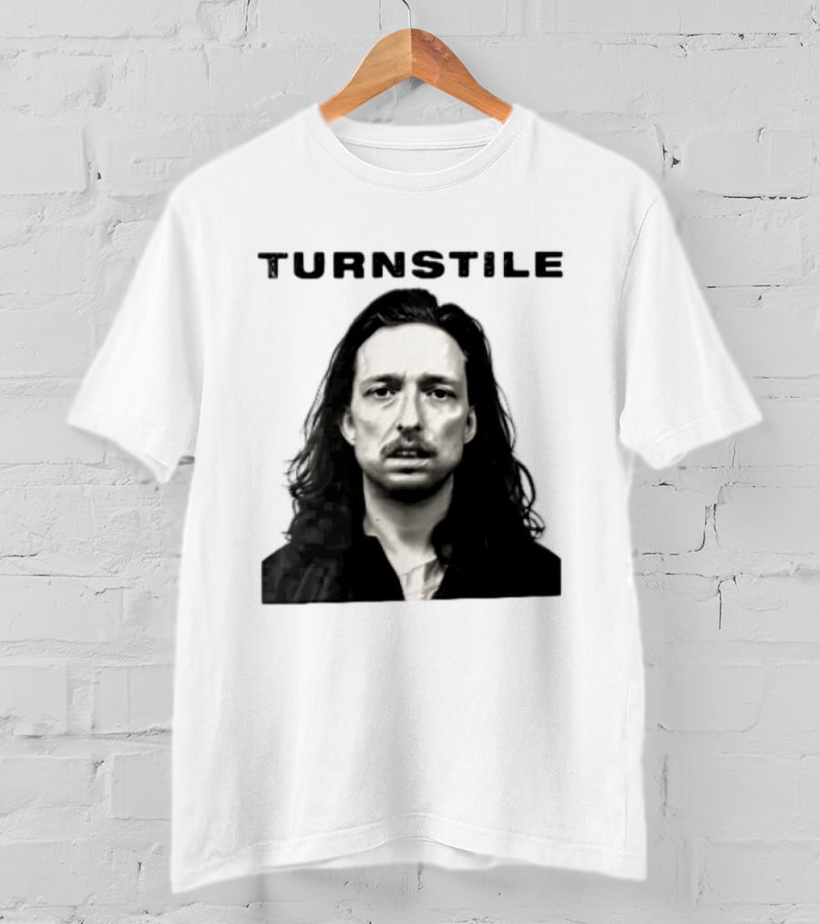 Turnstile Distressed Font Black And White T-Shirt
