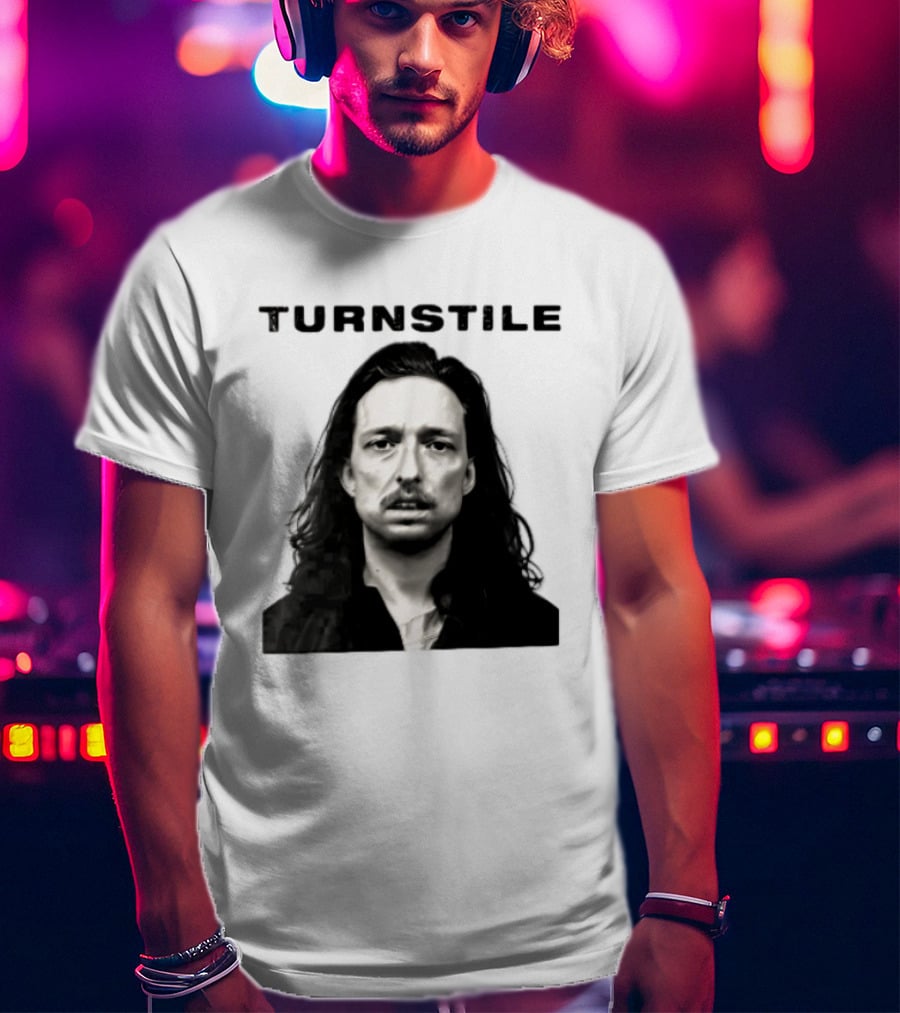 Turnstile Distressed Font Black And White T-Shirt