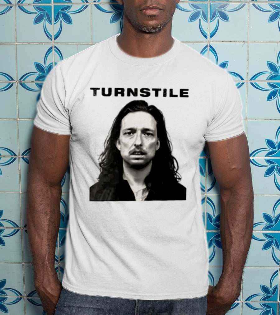 Turnstile Distressed Font Black And White T-Shirt
