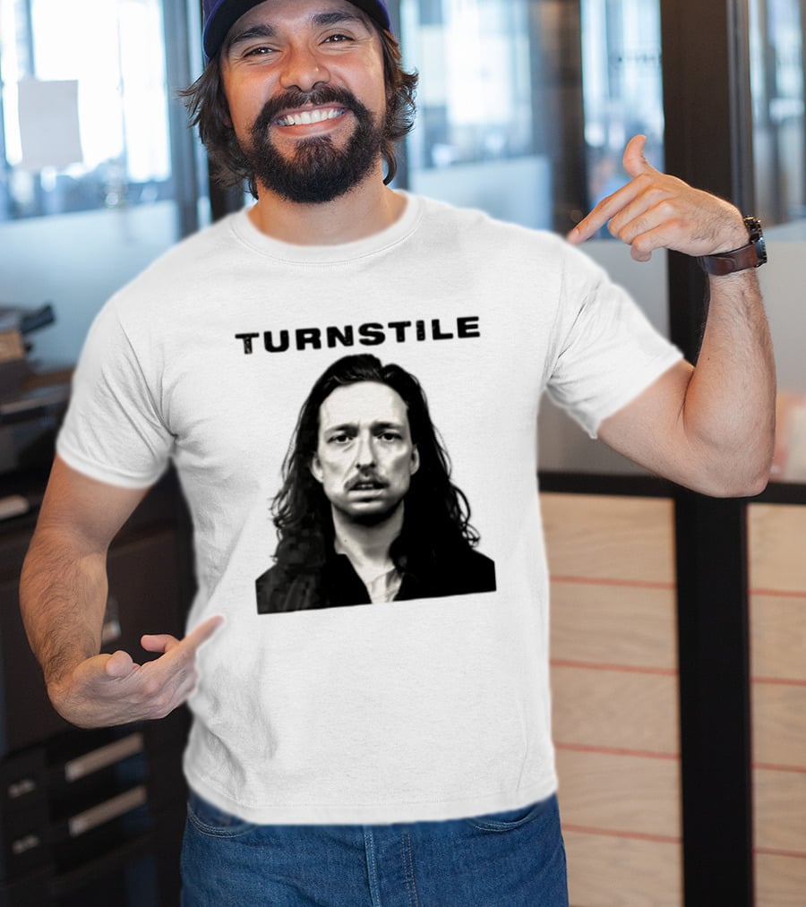 Turnstile Distressed Font Black And White T-Shirt