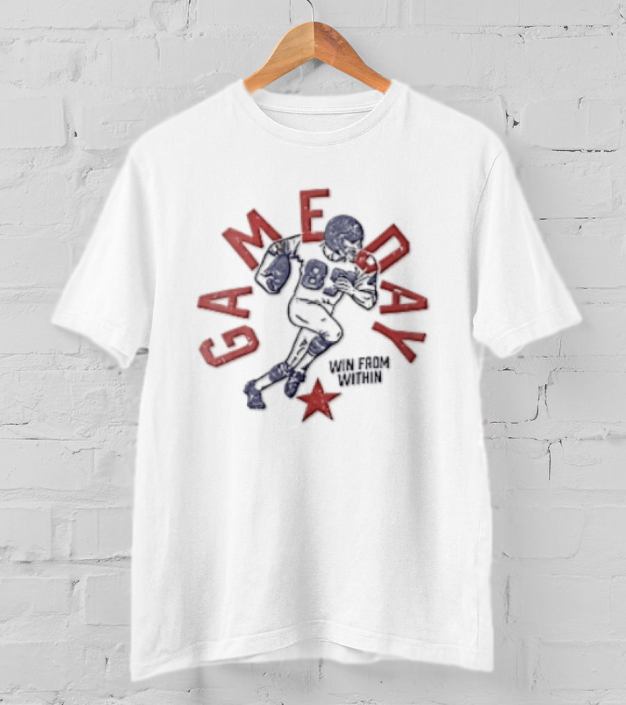 Win From Within Distressed Football Player Red Star T-Shirt