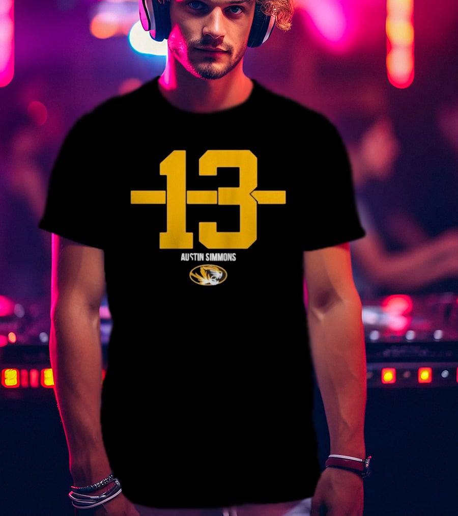 Austin Simmons 13 Missouri Tigers Number T-Shirt