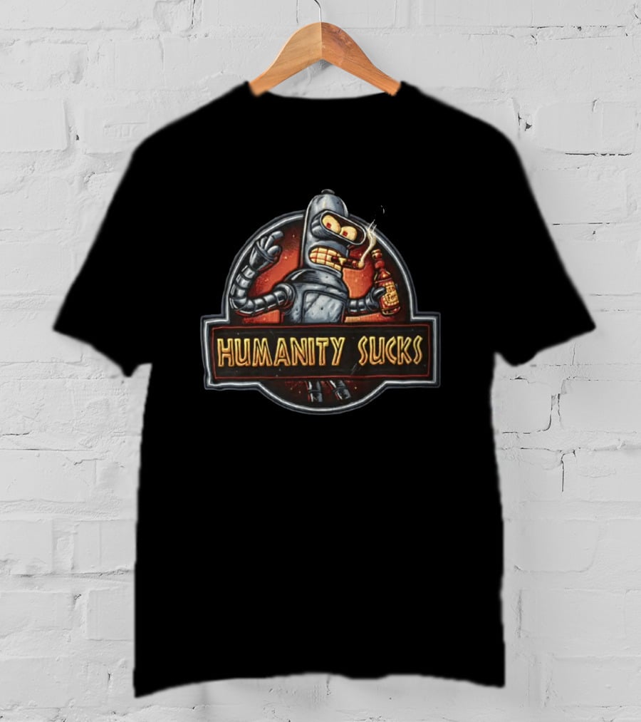 Bender Humanity Sucks Futurama Robot Beer T-Shirt