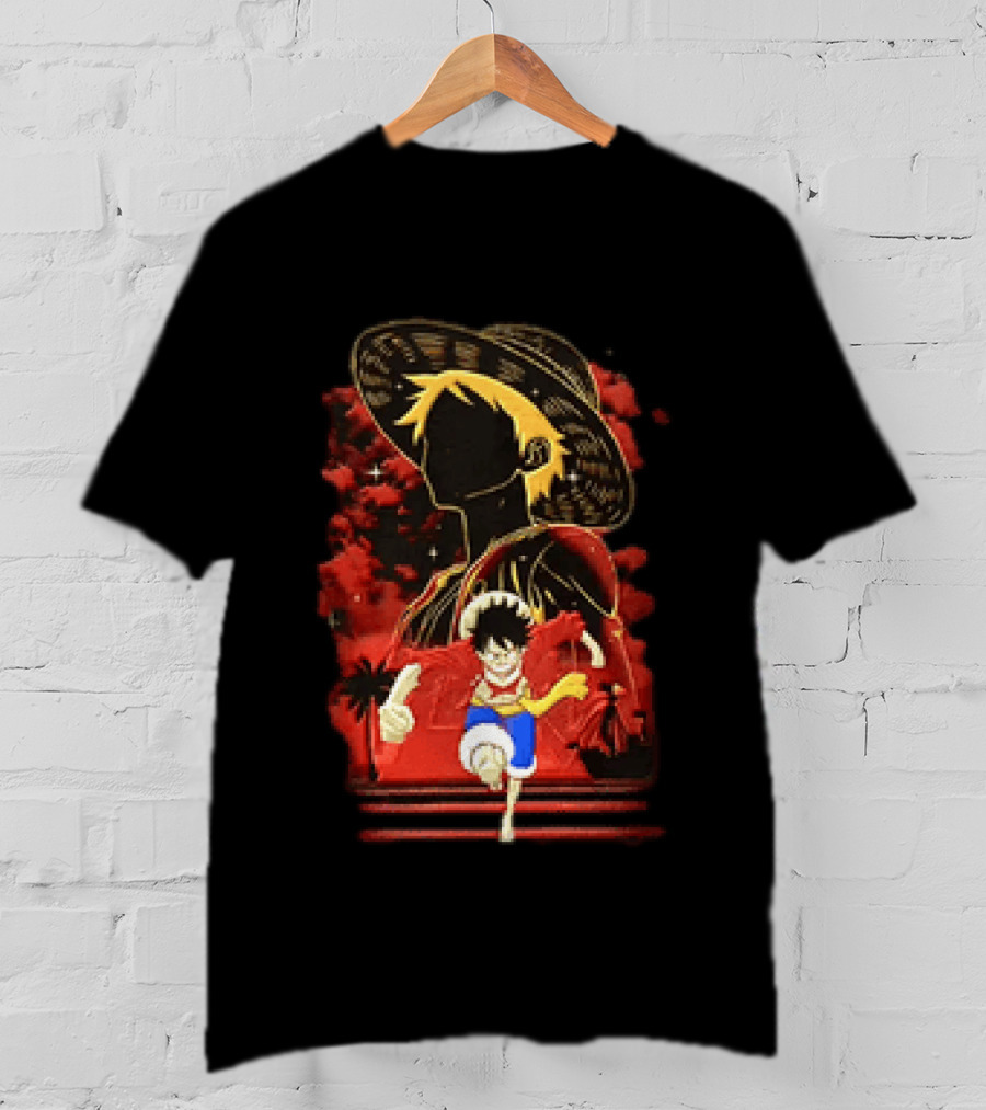 Monkey D Luffy Adventure Icon One Piece Anime Running Figure T-Shirt