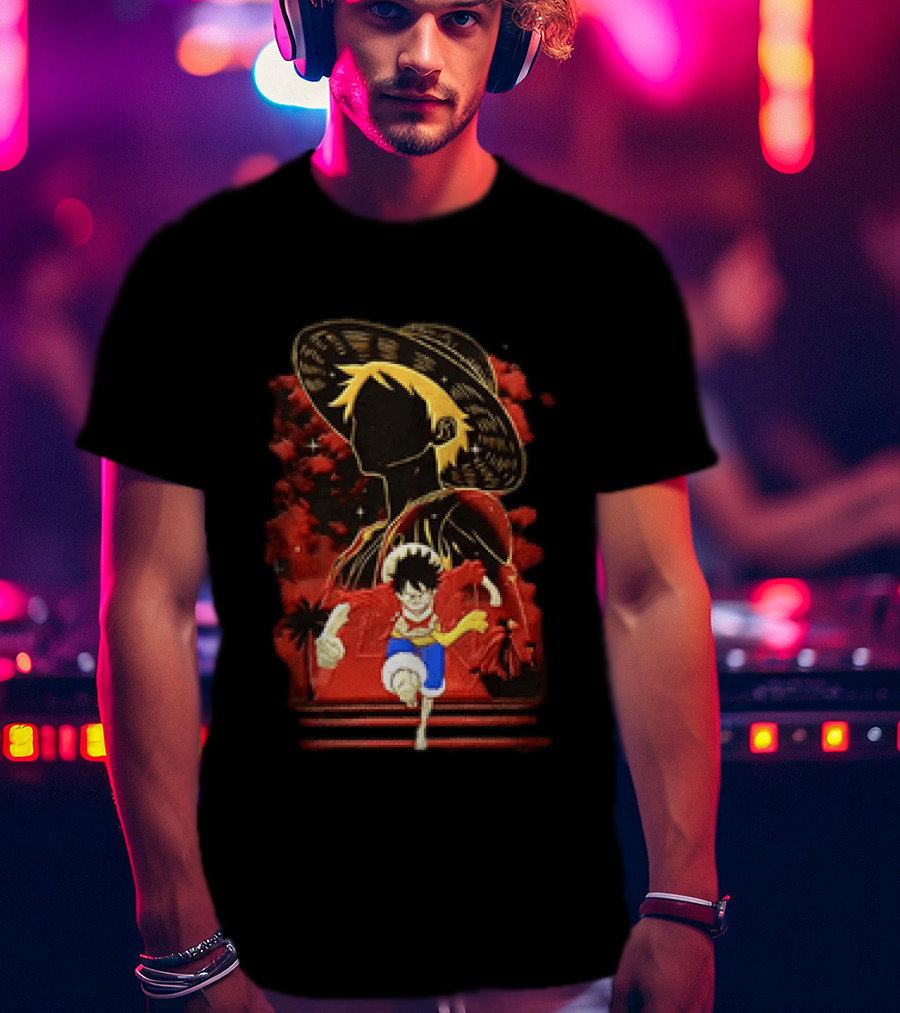 Monkey D Luffy Adventure Icon One Piece Anime Running Figure T-Shirt