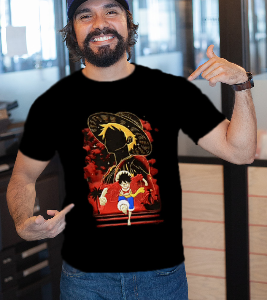Monkey D Luffy Adventure Icon One Piece Anime Running Figure T-Shirt