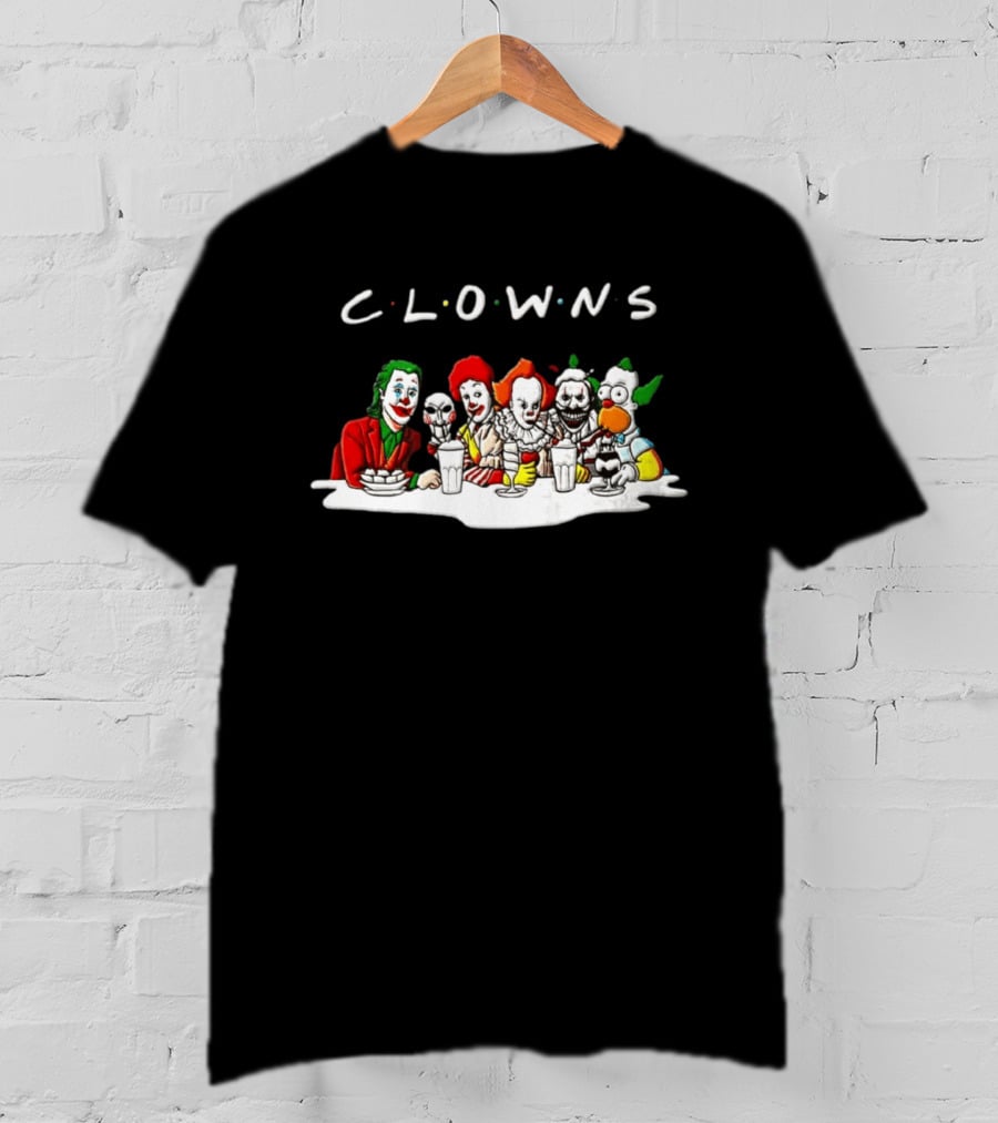 Clowns Joker Billy Ronald McDonald Pennywise Parody Milkshake Scene T-Shirt