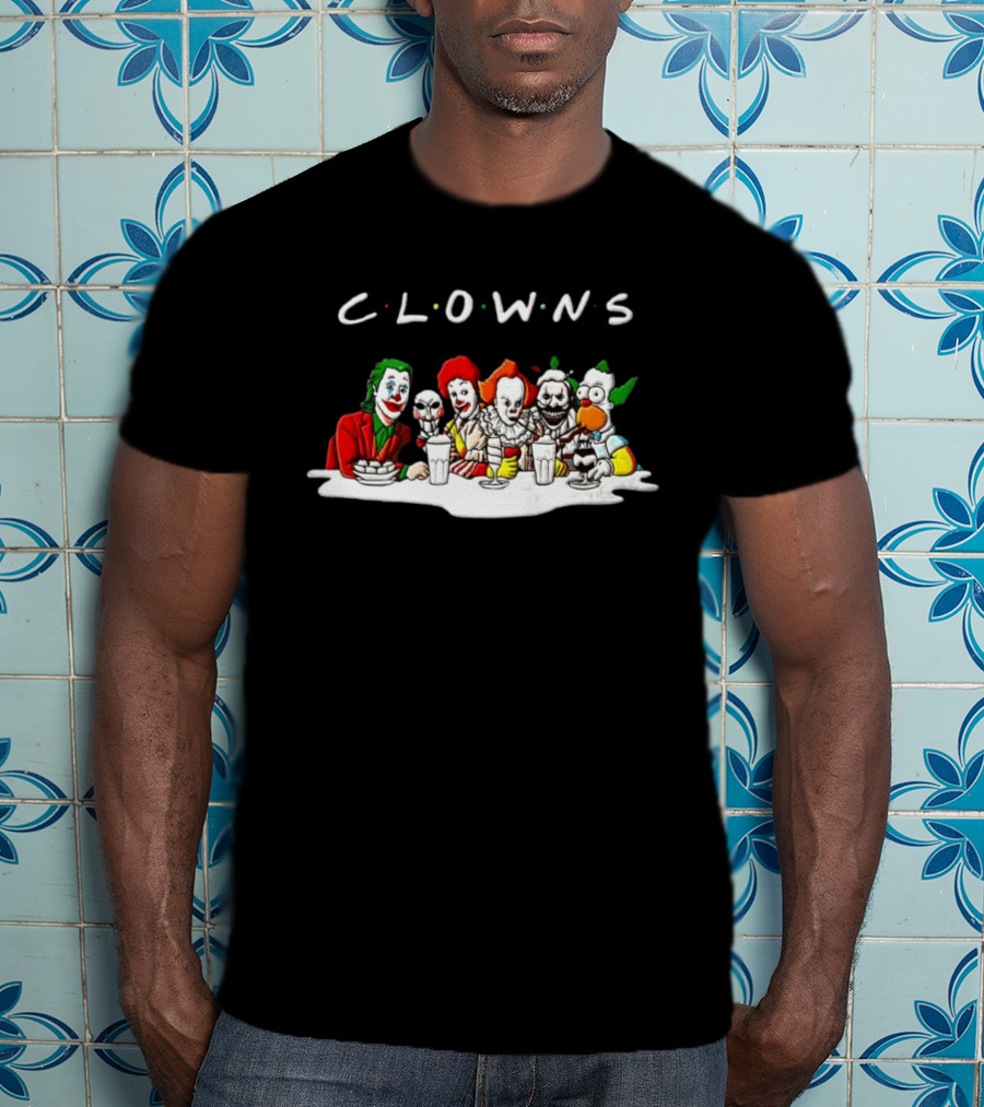 Clowns Joker Billy Ronald McDonald Pennywise Parody Milkshake Scene T-Shirt