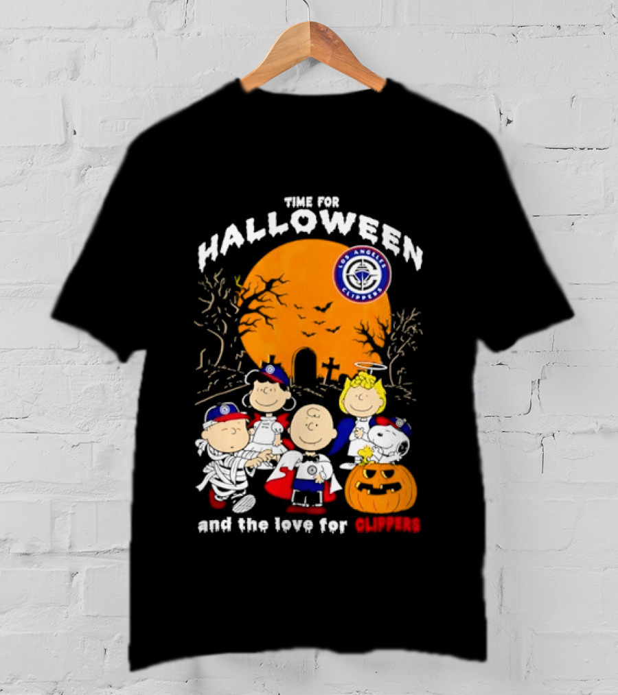 Peanuts Gang Time For Halloween Los Angeles Clippers Pumpkin Fun T-Shirt