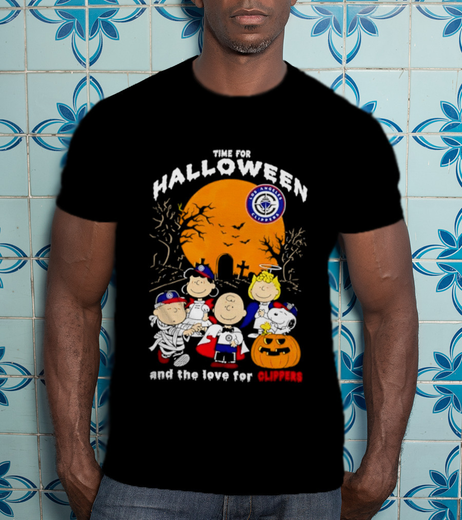 Peanuts Gang Time For Halloween Los Angeles Clippers Pumpkin Fun T-Shirt