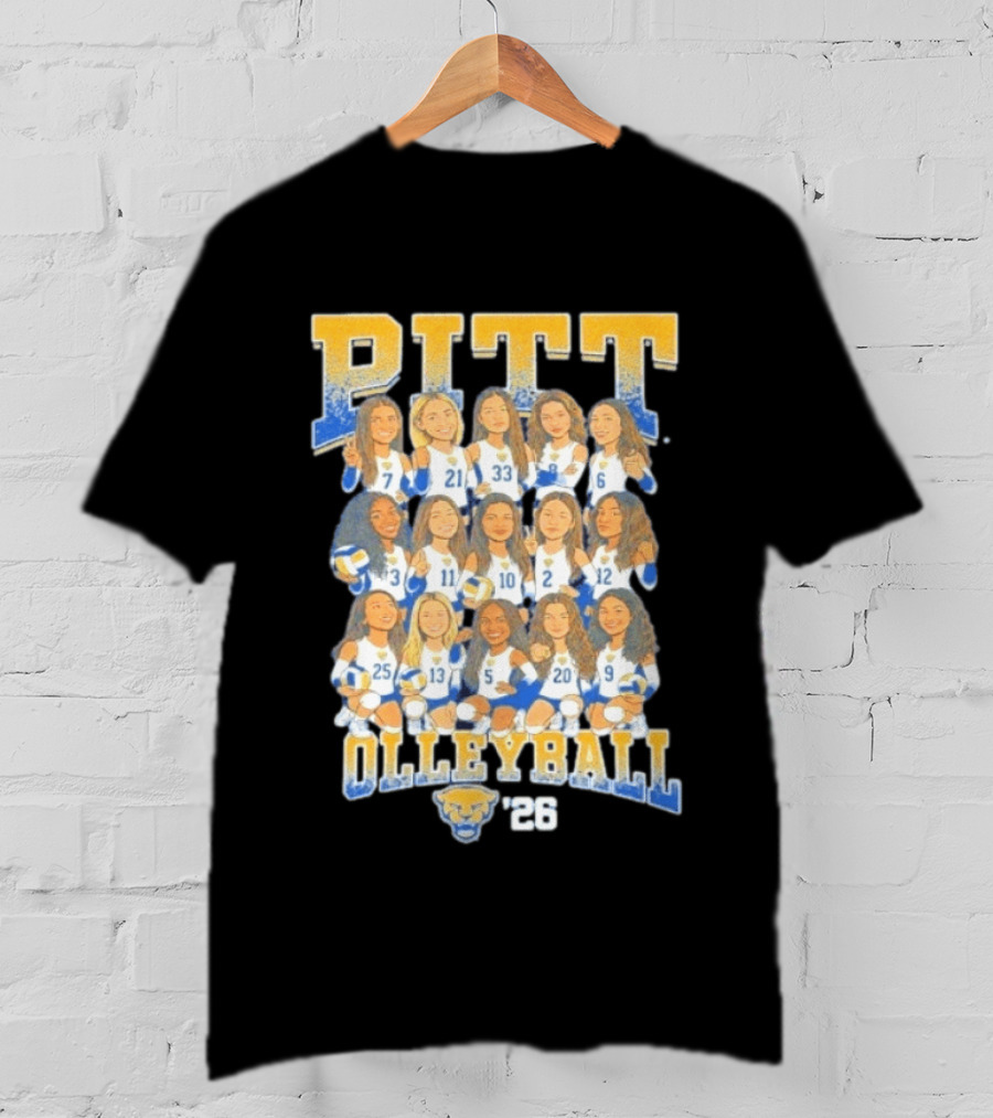 Pitt Volleyball 2026 Team Caricature Panthers T-Shirt