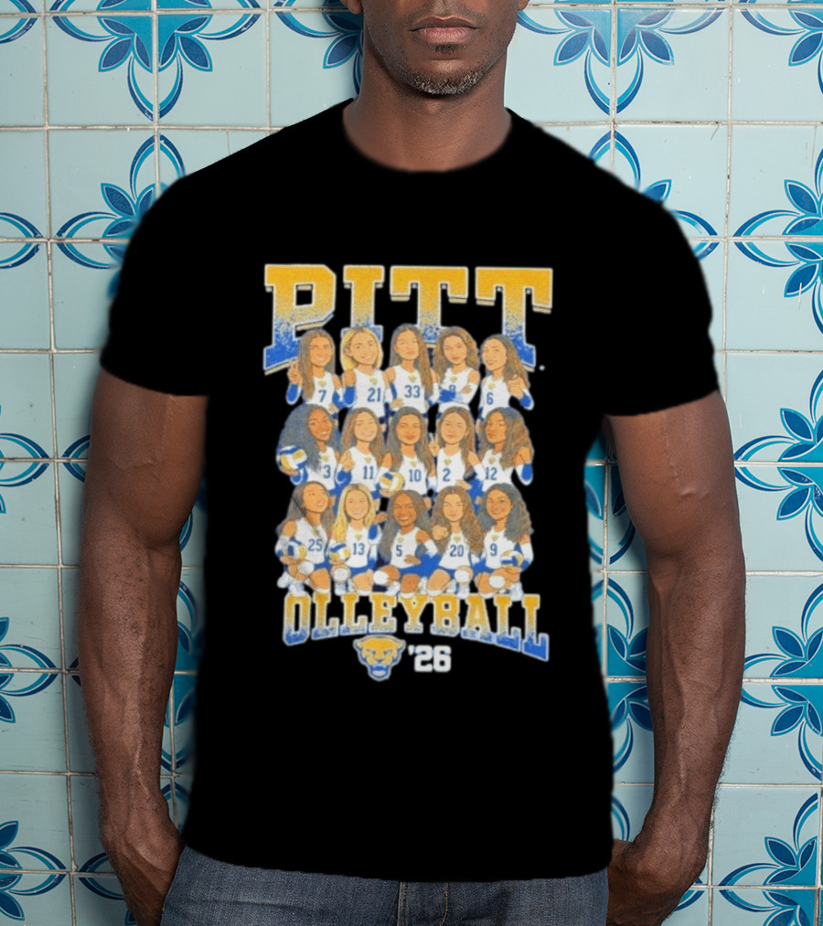 Pitt Volleyball 2026 Team Caricature Panthers T-Shirt
