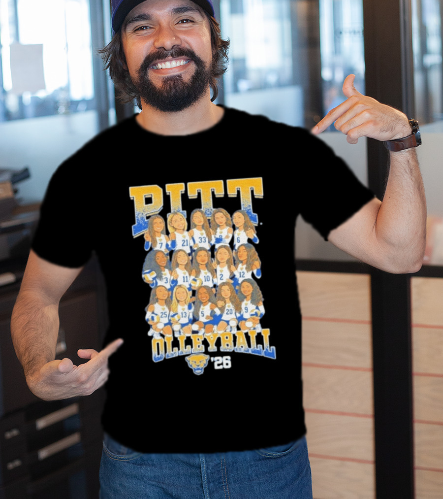 Pitt Volleyball 2026 Team Caricature Panthers T-Shirt