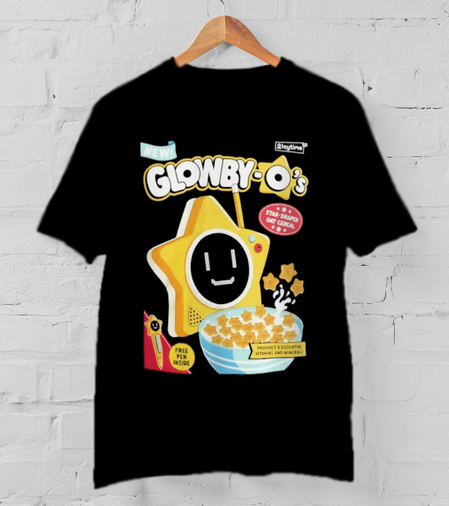 NEW Playtime Co Glowby O's Star Shaped Oat Cereal Box With Smiling Star And Bowl Of Cereal Bites T-Shirt