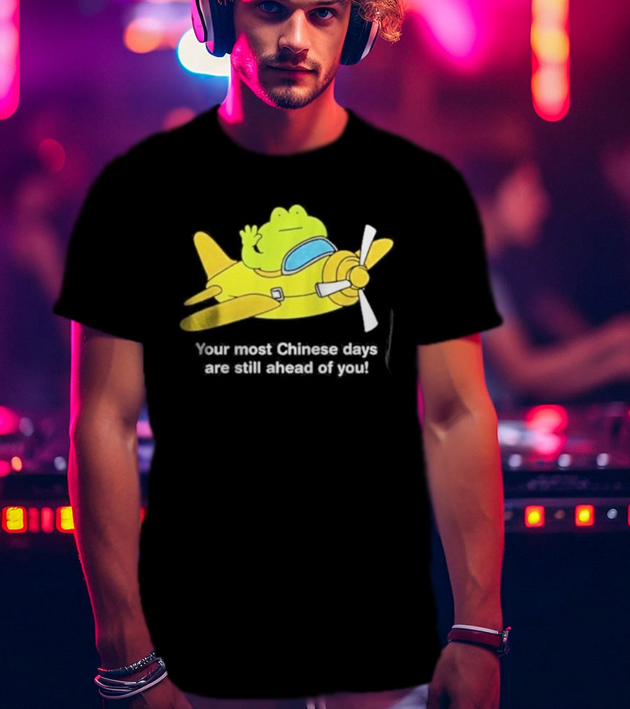 Frog Your Most Chinese Days Are Still Ahead Of You Airplane Scene T-Shirt