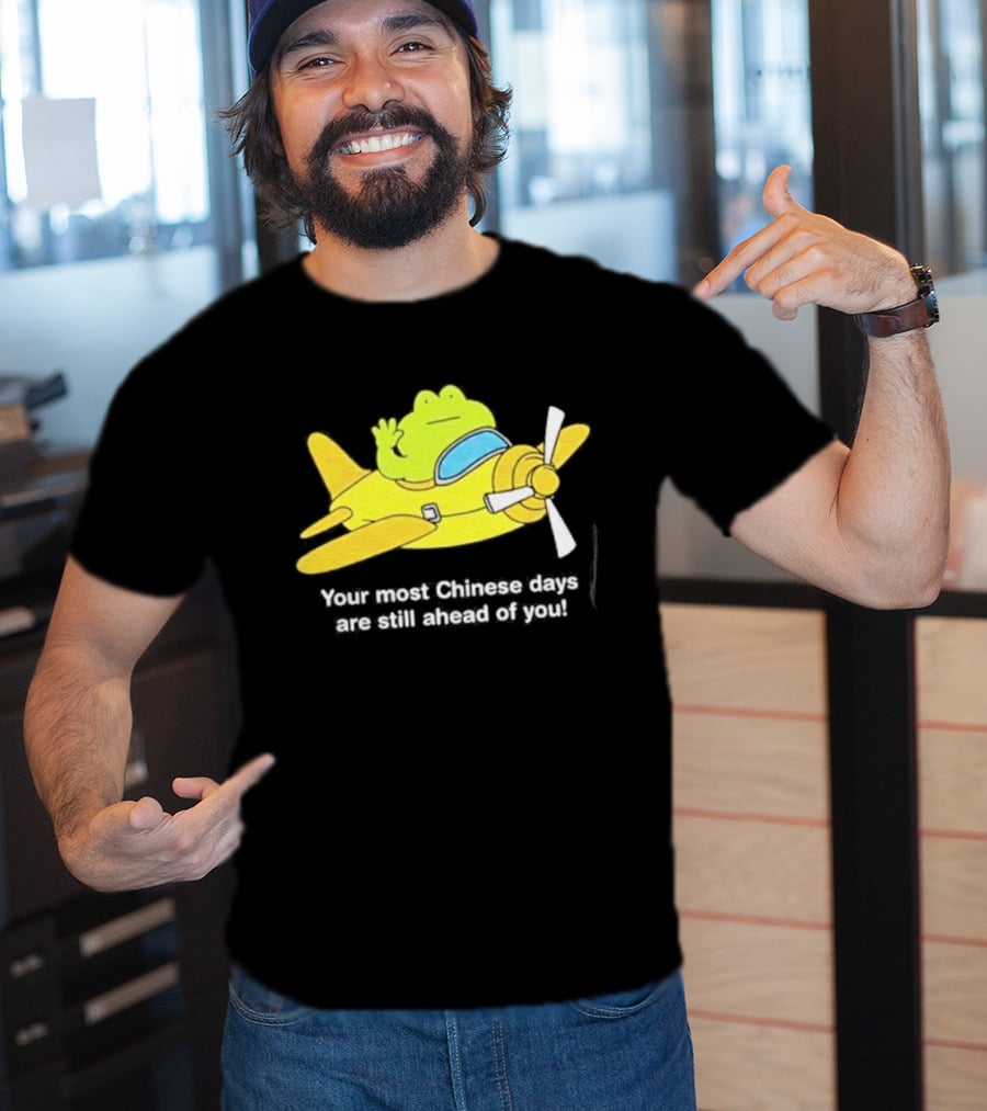 Frog Your Most Chinese Days Are Still Ahead Of You Airplane Scene T-Shirt