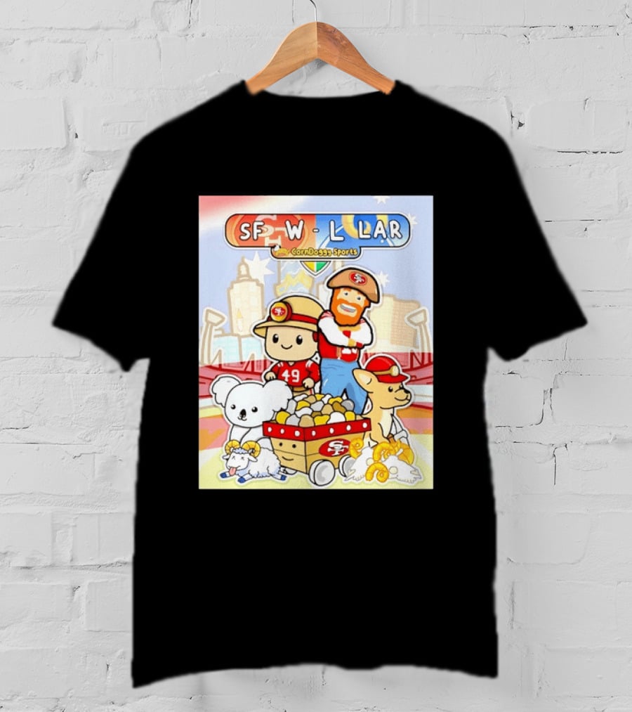 SF 49ers Vs LAR CornDoggy Sports Matchup With Cute Characters And Animals T-Shirt