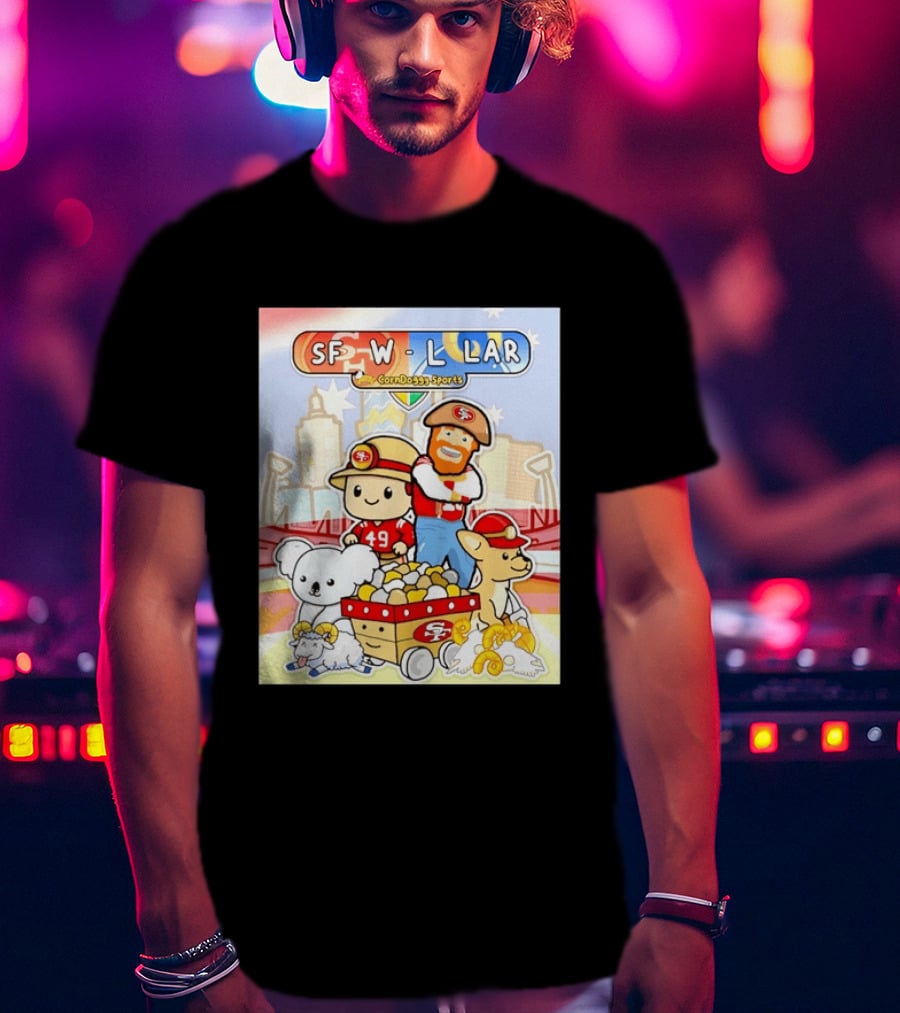 SF 49ers Vs LAR CornDoggy Sports Matchup With Cute Characters And Animals T-Shirt