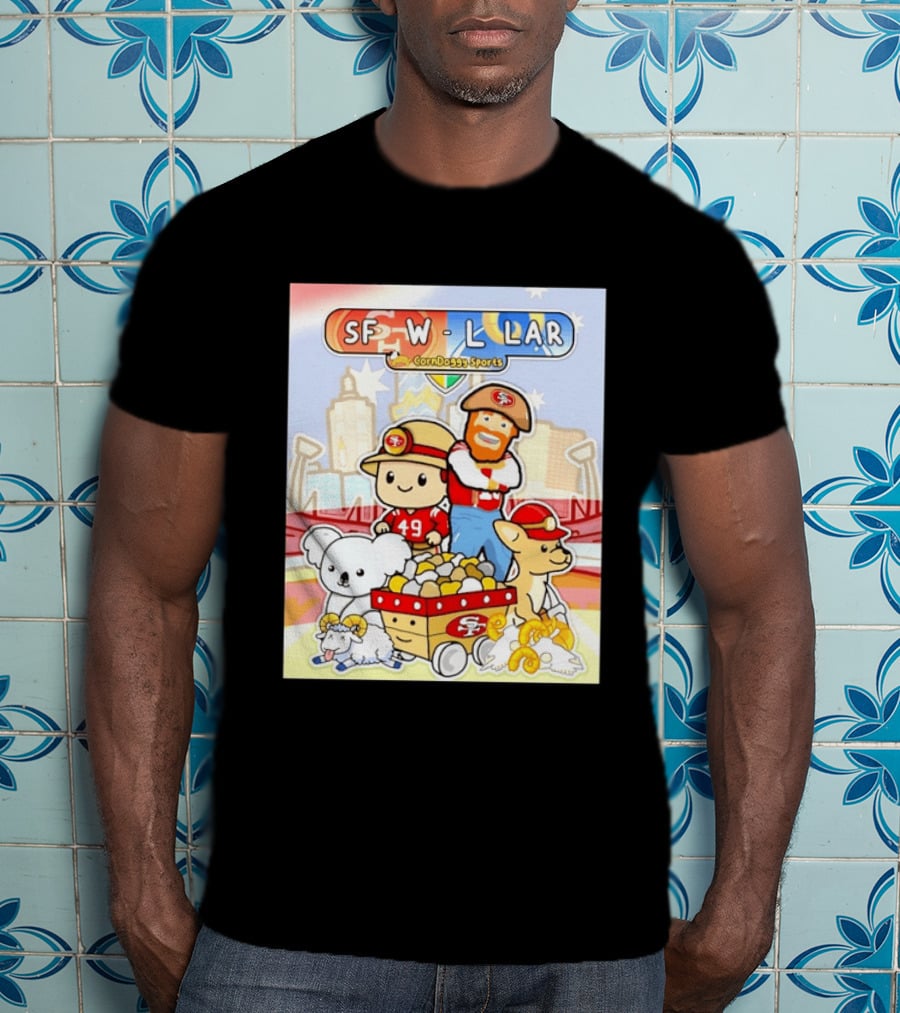 SF 49ers Vs LAR CornDoggy Sports Matchup With Cute Characters And Animals T-Shirt