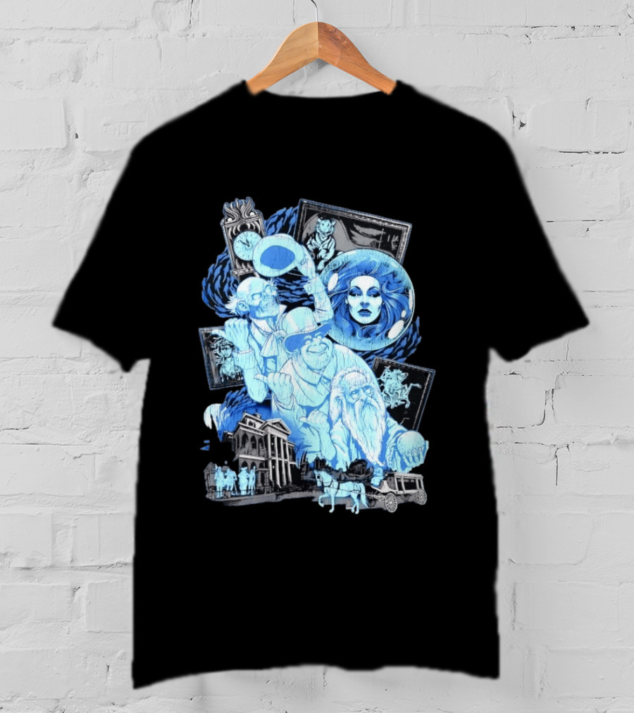 The Haunted Mansion Ghostly Spirits Madame Leota Hitchhiking Ghosts And Doom Buggy T-Shirt