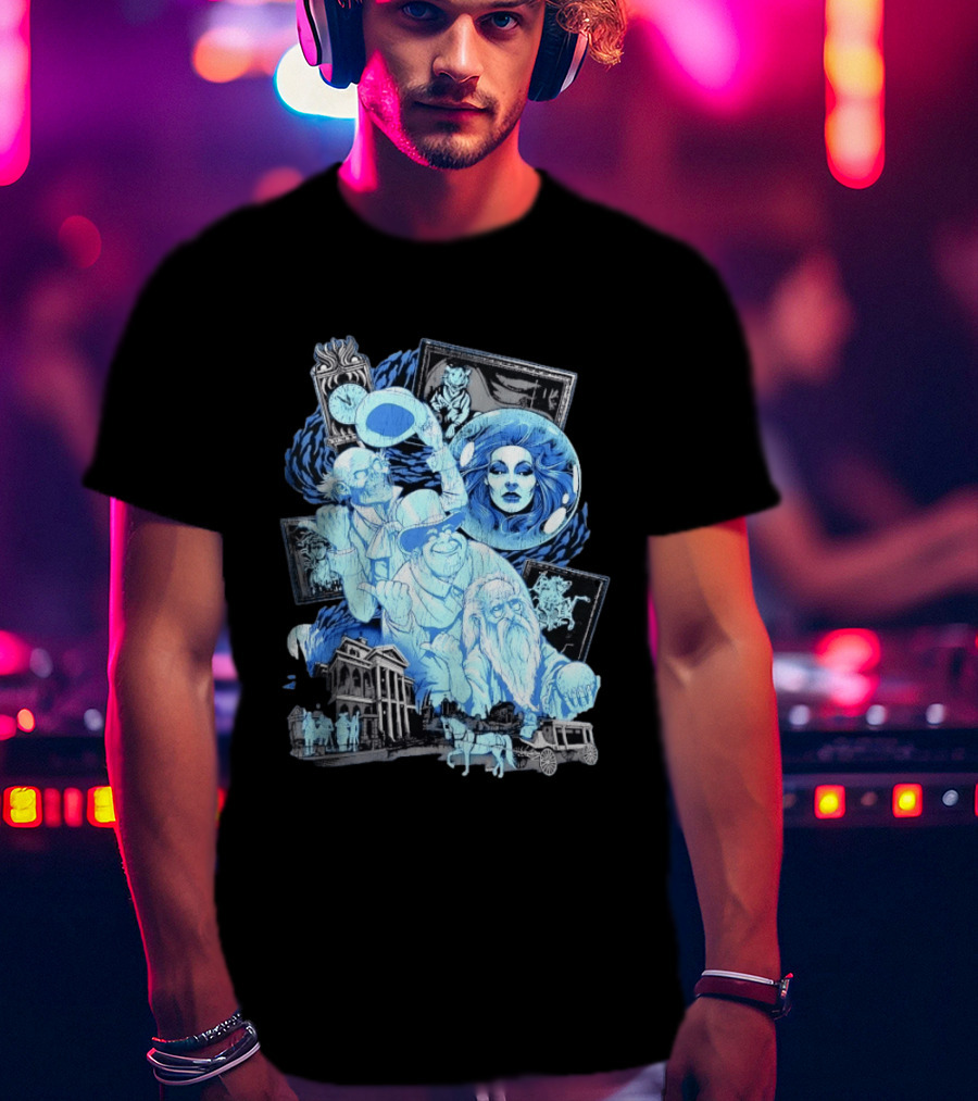 The Haunted Mansion Ghostly Spirits Madame Leota Hitchhiking Ghosts And Doom Buggy T-Shirt
