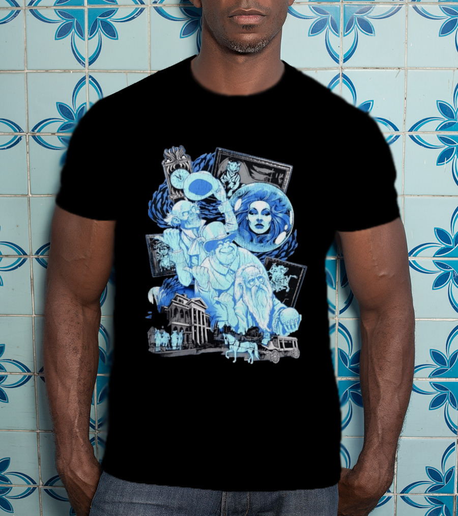 The Haunted Mansion Ghostly Spirits Madame Leota Hitchhiking Ghosts And Doom Buggy T-Shirt