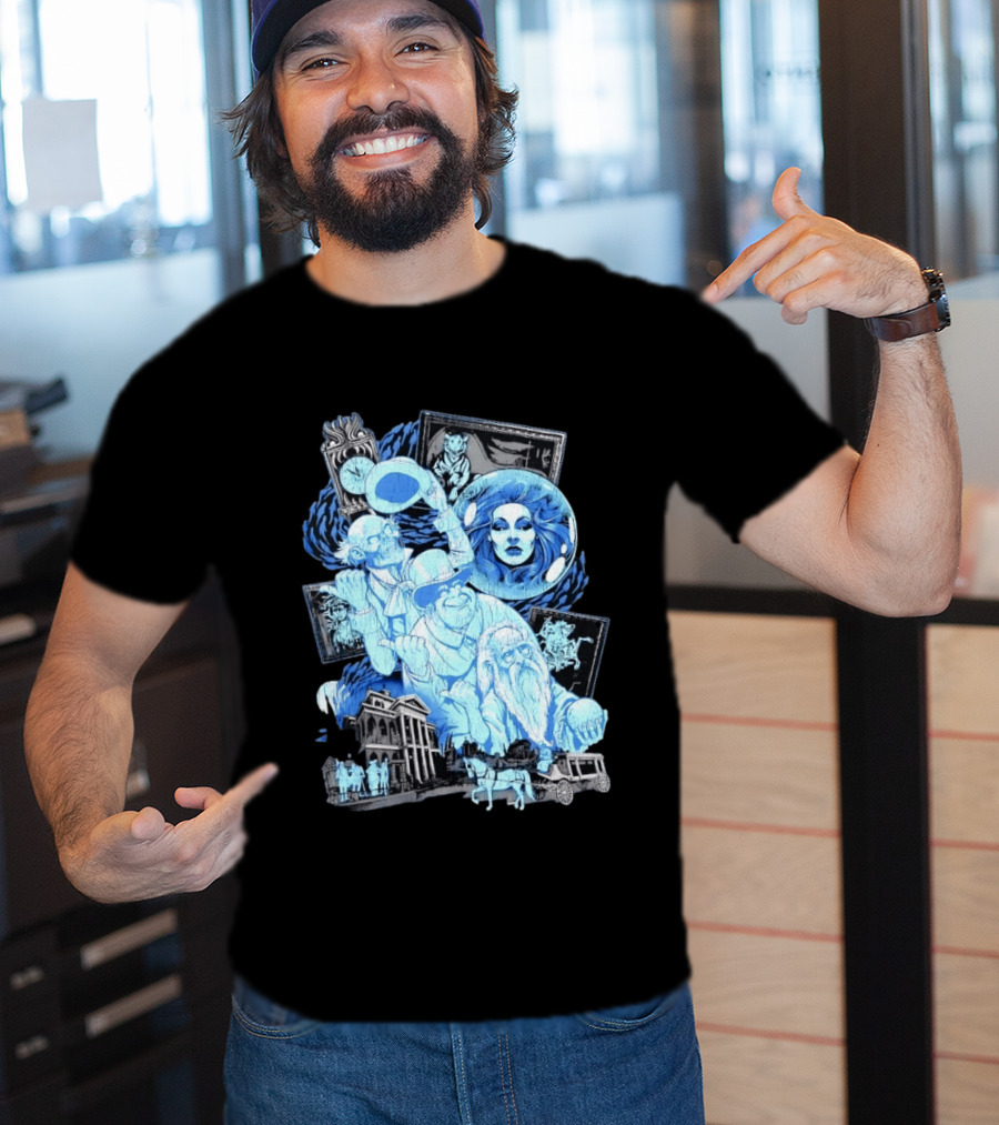 The Haunted Mansion Ghostly Spirits Madame Leota Hitchhiking Ghosts And Doom Buggy T-Shirt