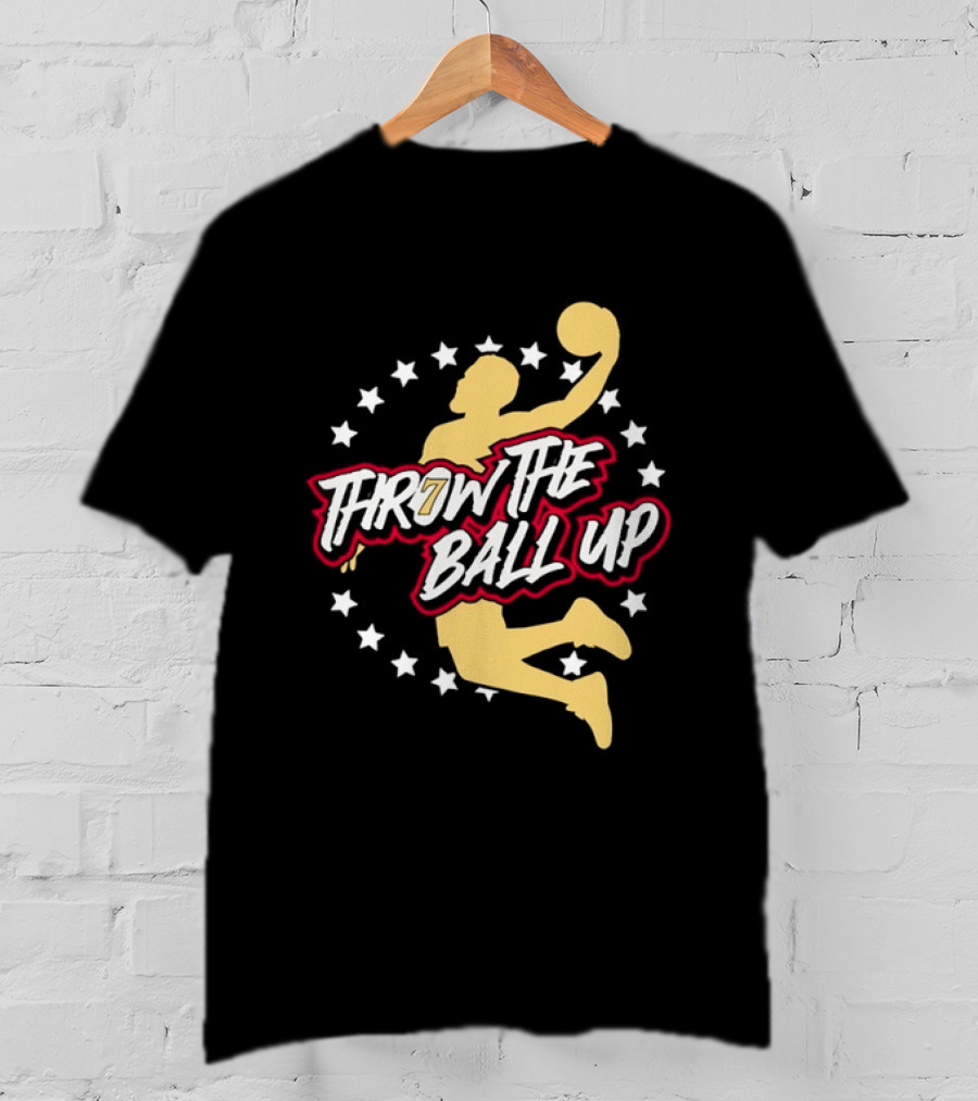 Throw The Ball Up Basketball Player Silhouette With Stars T-Shirt