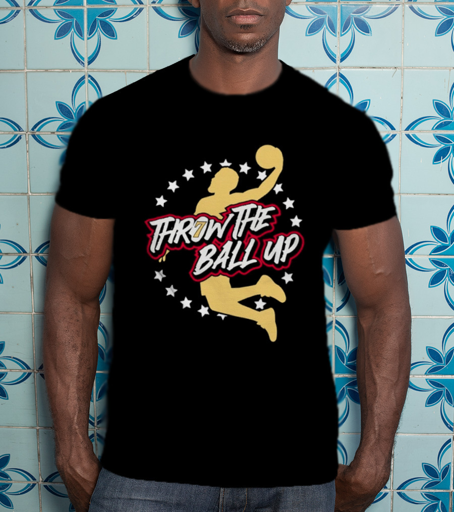 Throw The Ball Up Basketball Player Silhouette With Stars T-Shirt