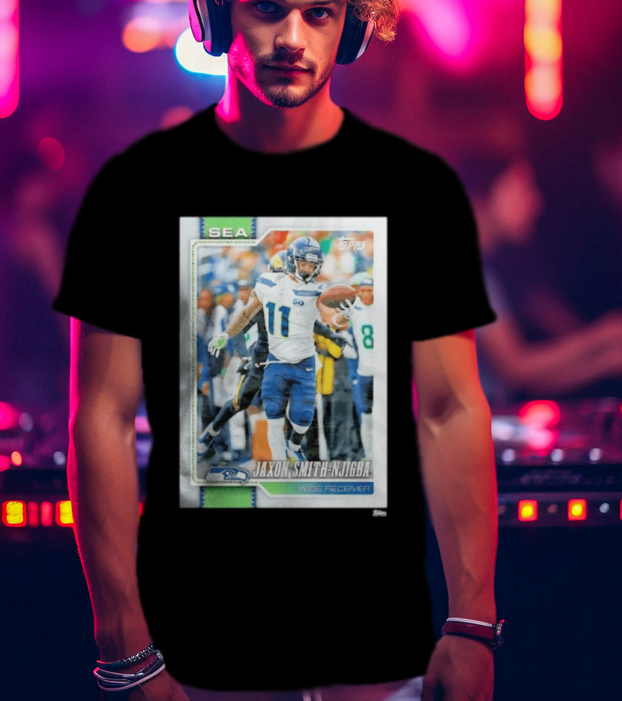 SEA Seahawks Jaxon Smith Njigba Topps Wide Receiver Trading Card T-Shirt