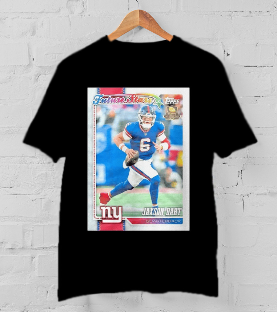 Future Stars Jaxson Dart New York Giants Quarterback Topps Card T-Shirt