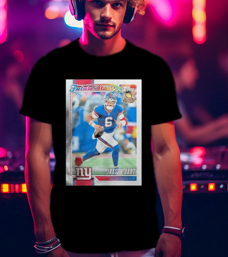 Future Stars Jaxson Dart New York Giants Quarterback Topps Card T-Shirt