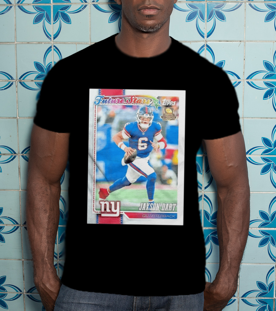 Future Stars Jaxson Dart New York Giants Quarterback Topps Card T-Shirt
