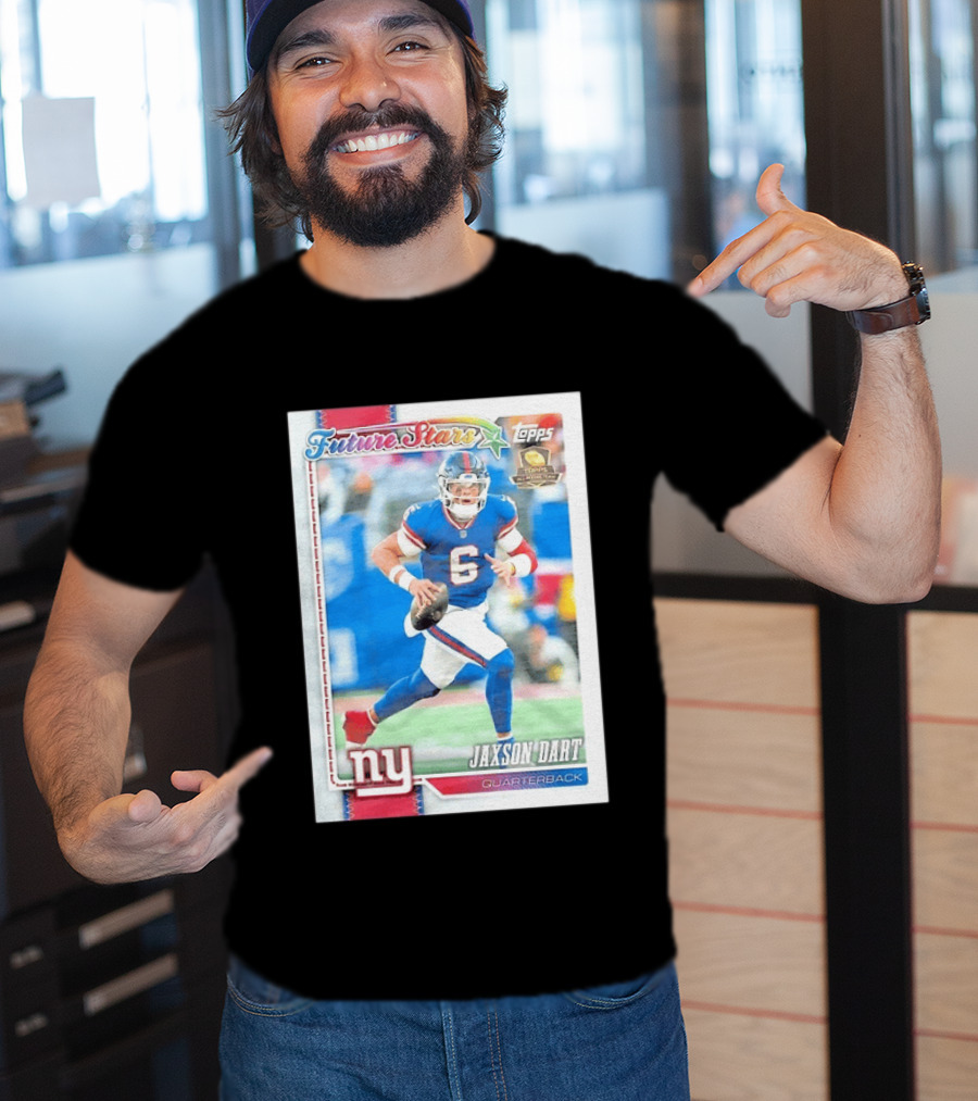 Future Stars Jaxson Dart New York Giants Quarterback Topps Card T-Shirt